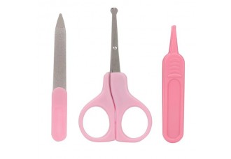 Baby Infant Nail Clipper Scissors Hair Brush Comb Medicine Dispenser Thermometer Set (Pink)