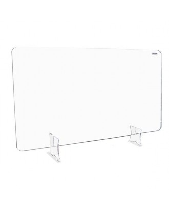 Leadzm Acrylic Removable Sneeze Guard, Clear Freestanding Protective Shield, Barrier Against Virus Spread Board, Desk Divider (60" x 23.6" x0.24")