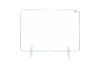 Leadzm Acrylic Removable Sneeze Guard, Clear Freestanding Protective Shield, Barrier Against Virus Spread Board, Desk Divider (48" x 23.6" x0.24")