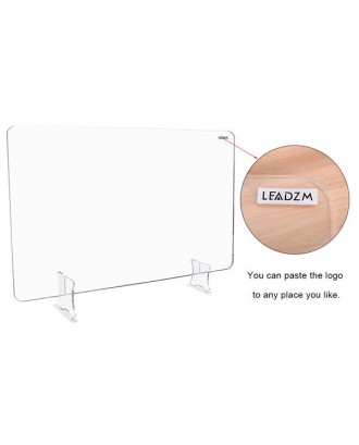 Leadzm Acrylic Removable Sneeze Guard, Clear Freestanding Protective Shield, Barrier Against Virus Spread Board, Desk Divider (48" x 23.6" x0.24")