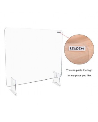 Leadzm Acrylic Removable Sneeze Guard, Clear Freestanding Protective Shield, Barrier Against Virus Spread Board, Desk Divider (30" x 23.6" x0.24")