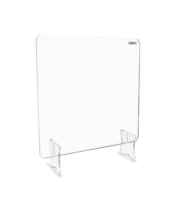 Leadzm Acrylic Removable Sneeze Guard, Clear Freestanding Protective Shield, Barrier Against Virus Spread Board, Desk Divider (23.6" x 23.6" x0.24")