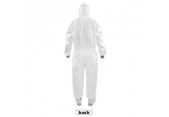 [US-W]One-piece Disposable Elastic Wrist and Hood Coverall Isolation Garment White