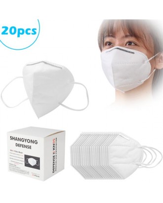 [US-W]20 PCS KN95 Masks Air Purifying Dust Pollution Vented Respirator Face Mouth Masks for Adult White