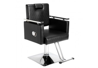 Reclining Barber Chair Square Base Hairdressing Chair Black
