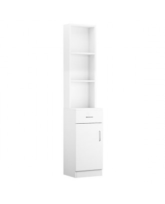 Standing 5 Compartments 1 Drawer 1 Door MDF Barber Cabinet White