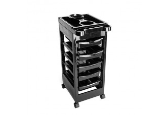 5 Tiers Removable Portable Plastic Hairdresser Beauty Storage Trolley Black