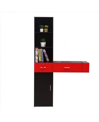 Wall Mount Beauty Salon Spa Mirrors Station Hair Styling Station Desk Black & Red