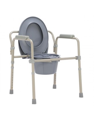 Iron Frame Folding Toilet Seat Beige White
