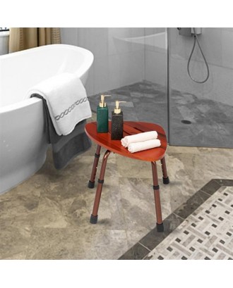 6-Hole Adjustable Wooden Bath Chair Natural Wood Color