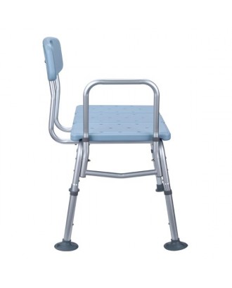 FCH Medical Bathroom Safety Shower Tub Aluminium Alloy Bath Chair Transfer Bench with Back & Handle Blue