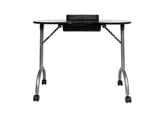 [US-W]Portable MDF Manicure Table with Arm Rest & Drawer Salon Spa Nail Equipment Black