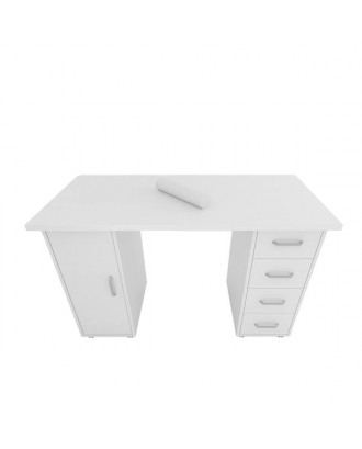 Double Edged Manicure Nail Table with Drawer White