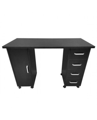 Double Edged Manicure Nail Table with Drawer Black