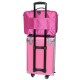 Professional High-capacity Multilayer Portable Travel Makeup Bag with Shoulder Strap (Large) Rose Re