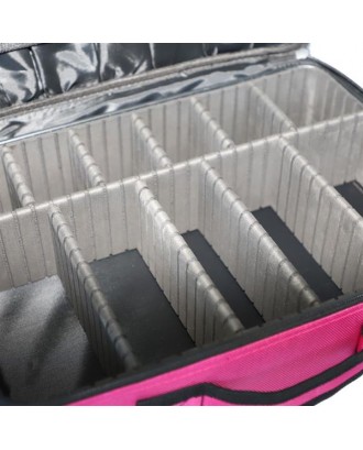 Professional High-capacity Multilayer Portable Travel Makeup Bag with Shoulder Strap (Large) Rose Re
