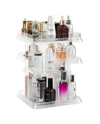 Makeup Organizer 360 Degree Rotation 7 Layers Adjustable Storage Different Kinds of Cosmetics Multi-Function Large Square Capacity Makeup Storage Organizer Great for Bathroom Dresser Vanity