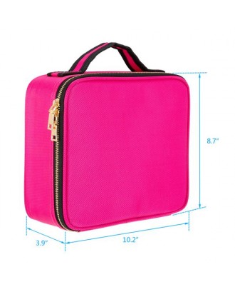 [US-W]Professional High-capacity Multilayer Portable Travel Makeup Bag Strap Rose Red