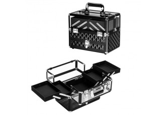SM-1923 ABS / Acrylic / Checkered Portable Cosmetic Case Aluminum Cosmetic Case Black