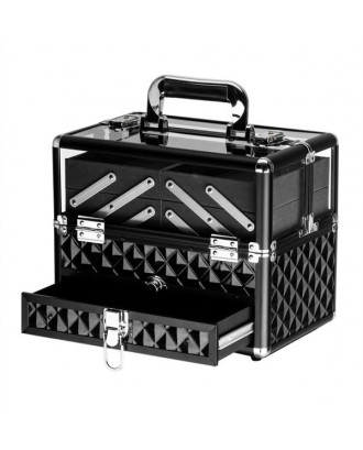 SM-1923 ABS / Acrylic / Checkered Portable Cosmetic Case Aluminum Cosmetic Case Black