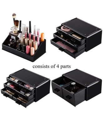 4Pcs/Set Plastic Cosmetics Storage Rack Transparent Black