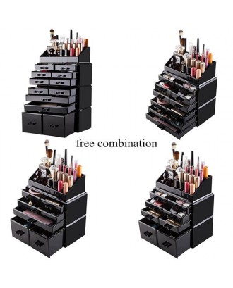 4Pcs/Set Plastic Cosmetics Storage Rack Transparent Black