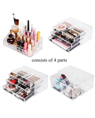 [US-W]4Pcs/Set Plastic Cosmetics Storage Rack Transparent